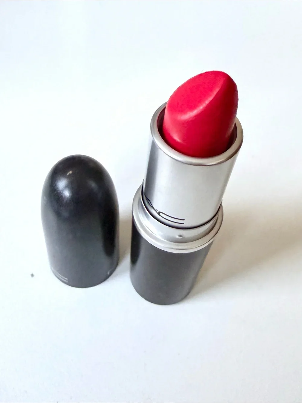 MAC limited edition satin Lipstick - Bright Red/coral “toxic tale”